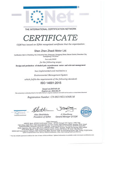 China Guangdong Zhaoli Motor Group Co.,Ltd certification